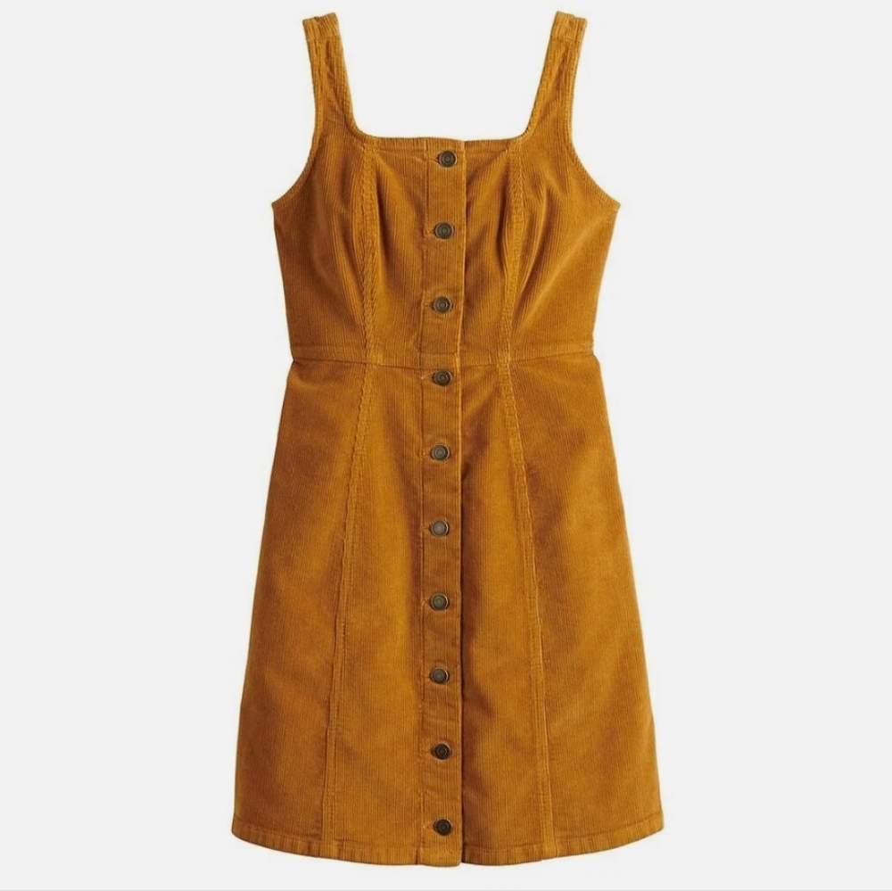 Juniors' SO Button Down Pinafore XS Dress Brown Corduroy Stretch 0415-ae